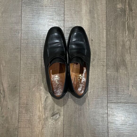 Alan McAfee Mens 10.5 C Black Leather Macaflex Loafers Dress Shoes Made England - Picture 7 of 14